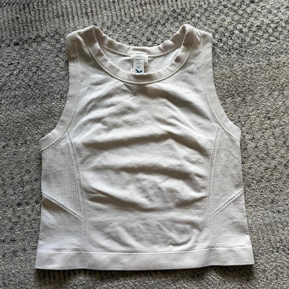 Seamless support hi neck athletic workout tank gym yoga ribbed sm